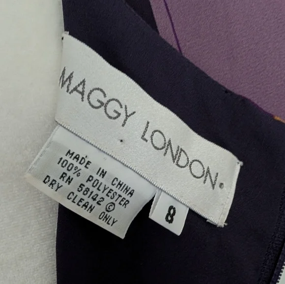 Maggy London Purple Pink Yellow Sleeveless Geometric Maxi Dress Size 8 - Picture 4 of 11